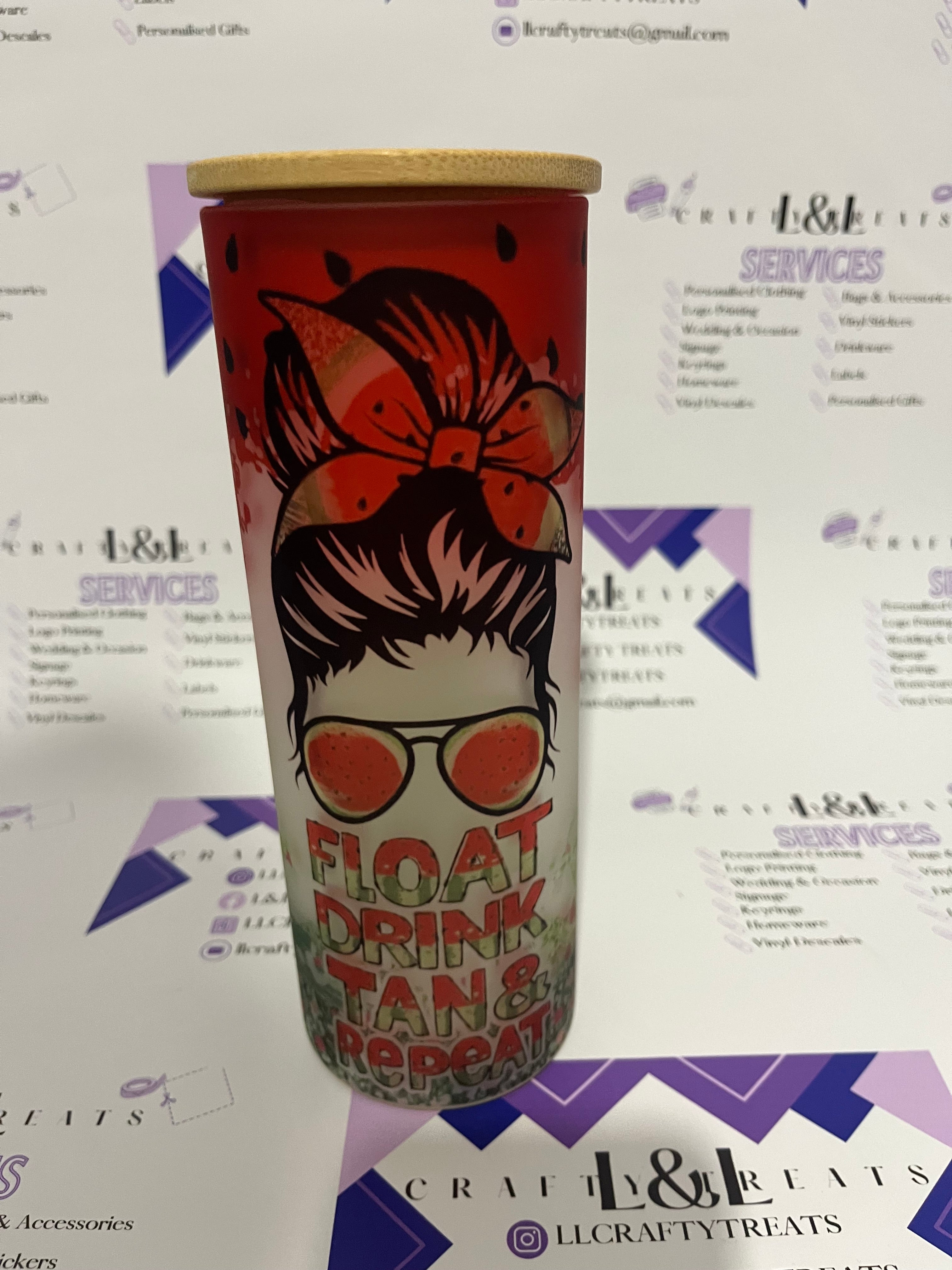 Glass watermelon float tumbler
