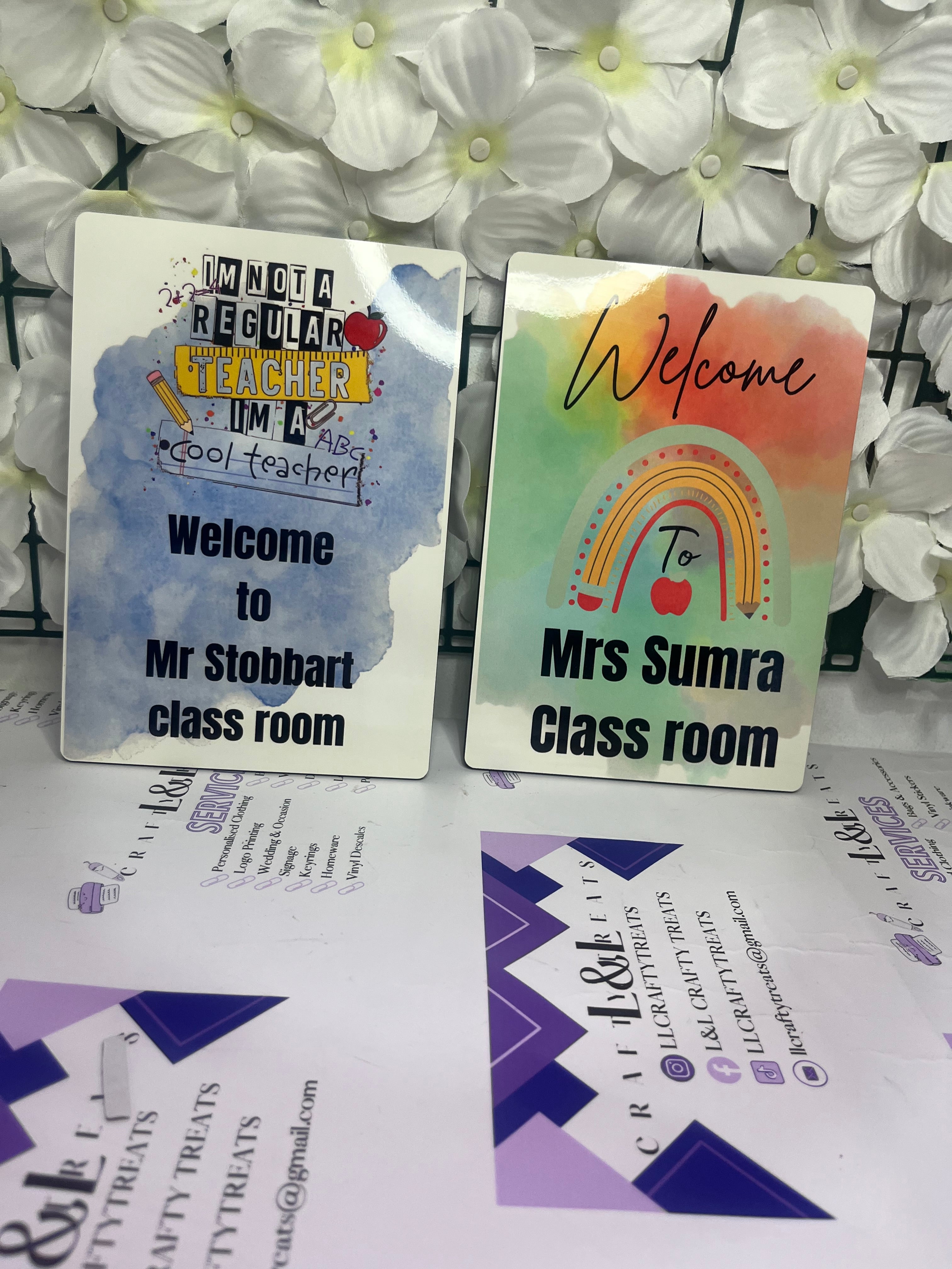 class room desk sign