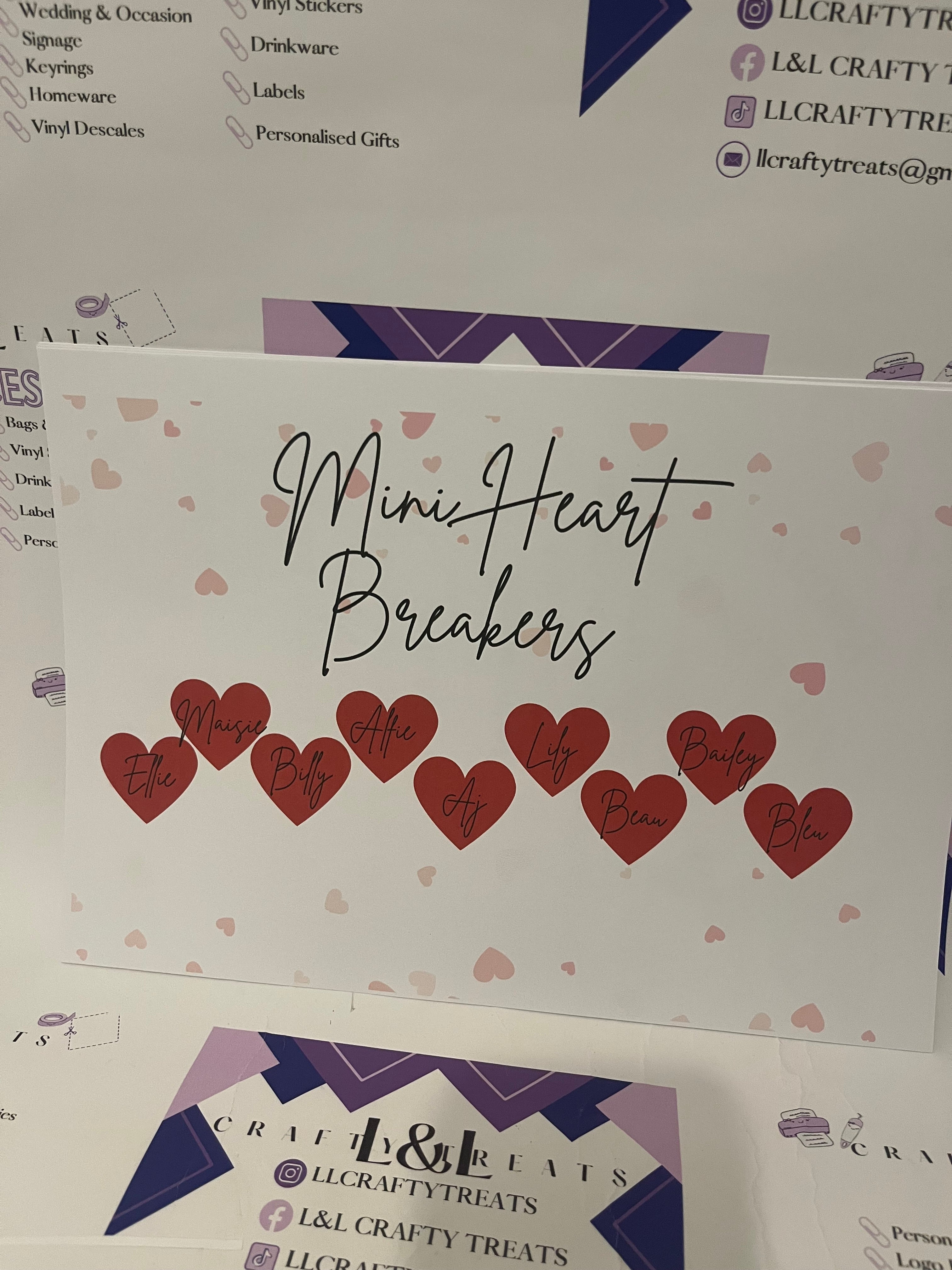 Our mini heart breakers design on a cushion