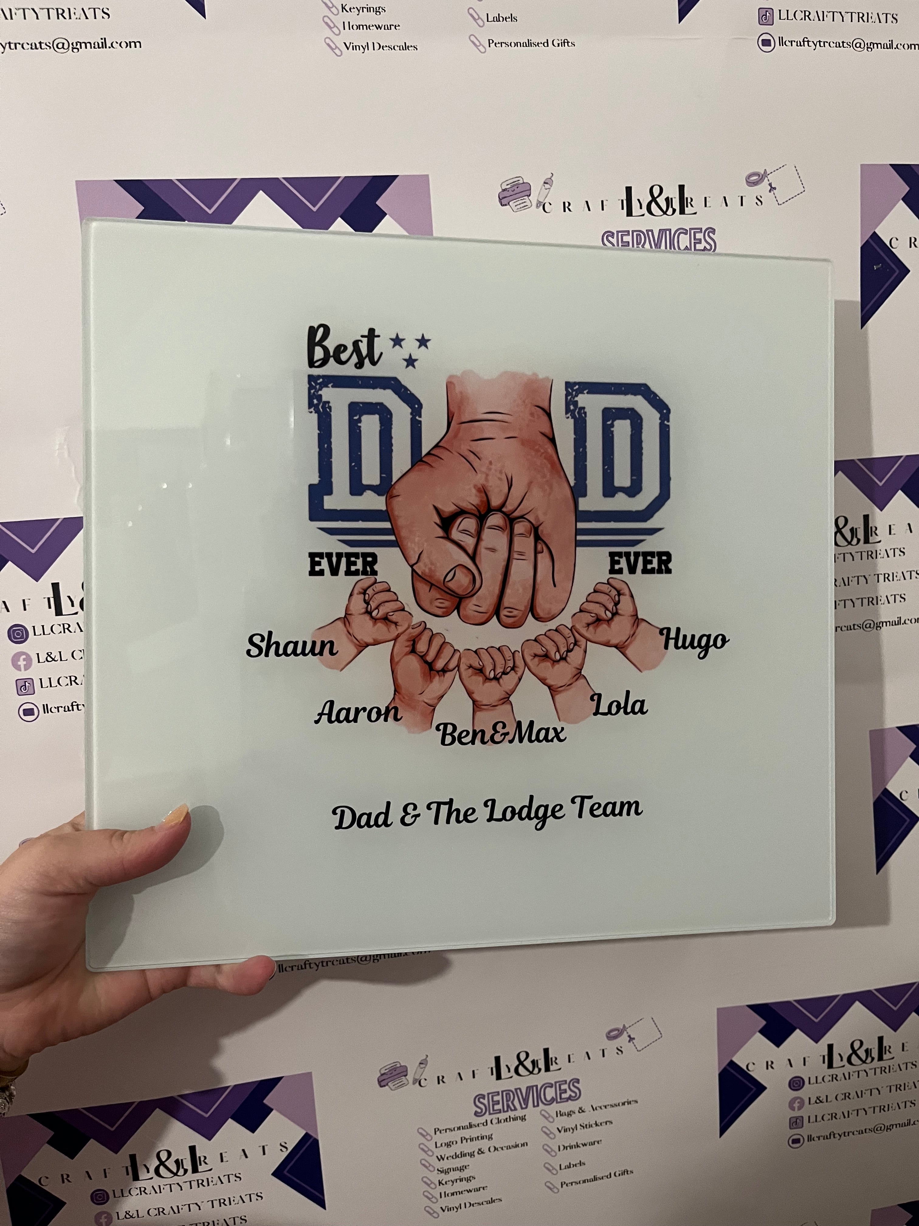 Father’s Day glass perosnalised fist bump