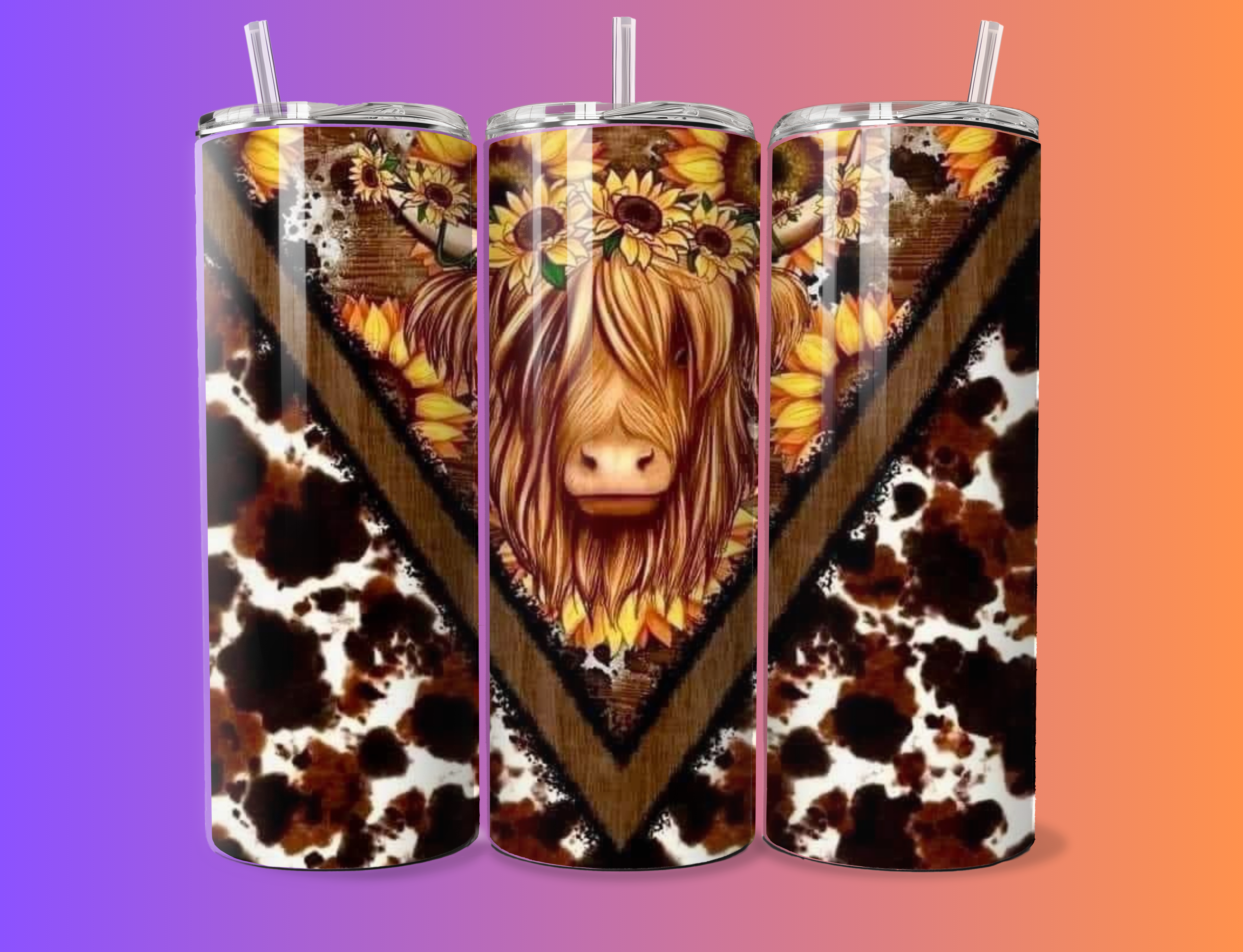Hairy cow print highland cow