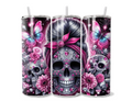 Pink butterflies skull