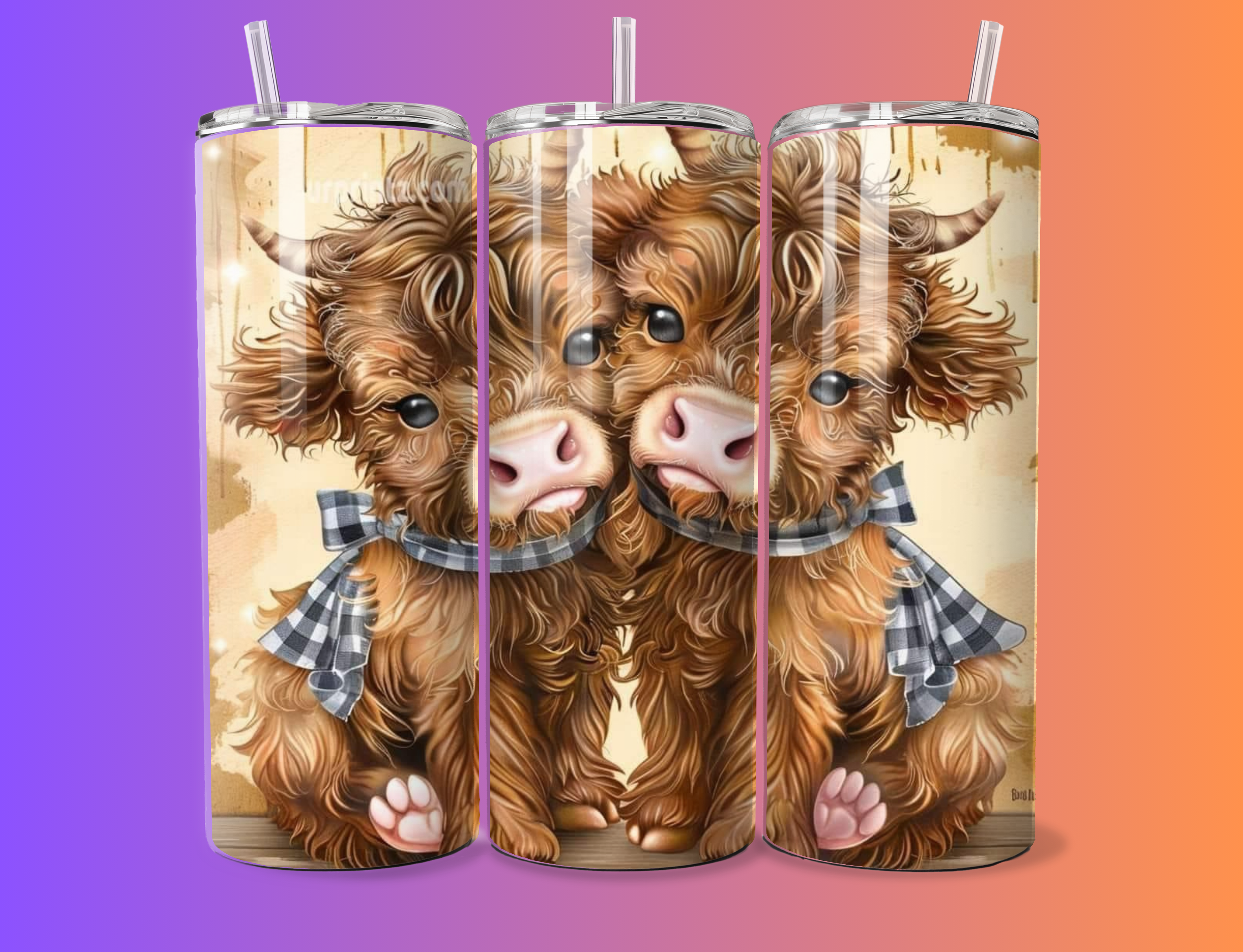 Cute  twin highland cow tumbler