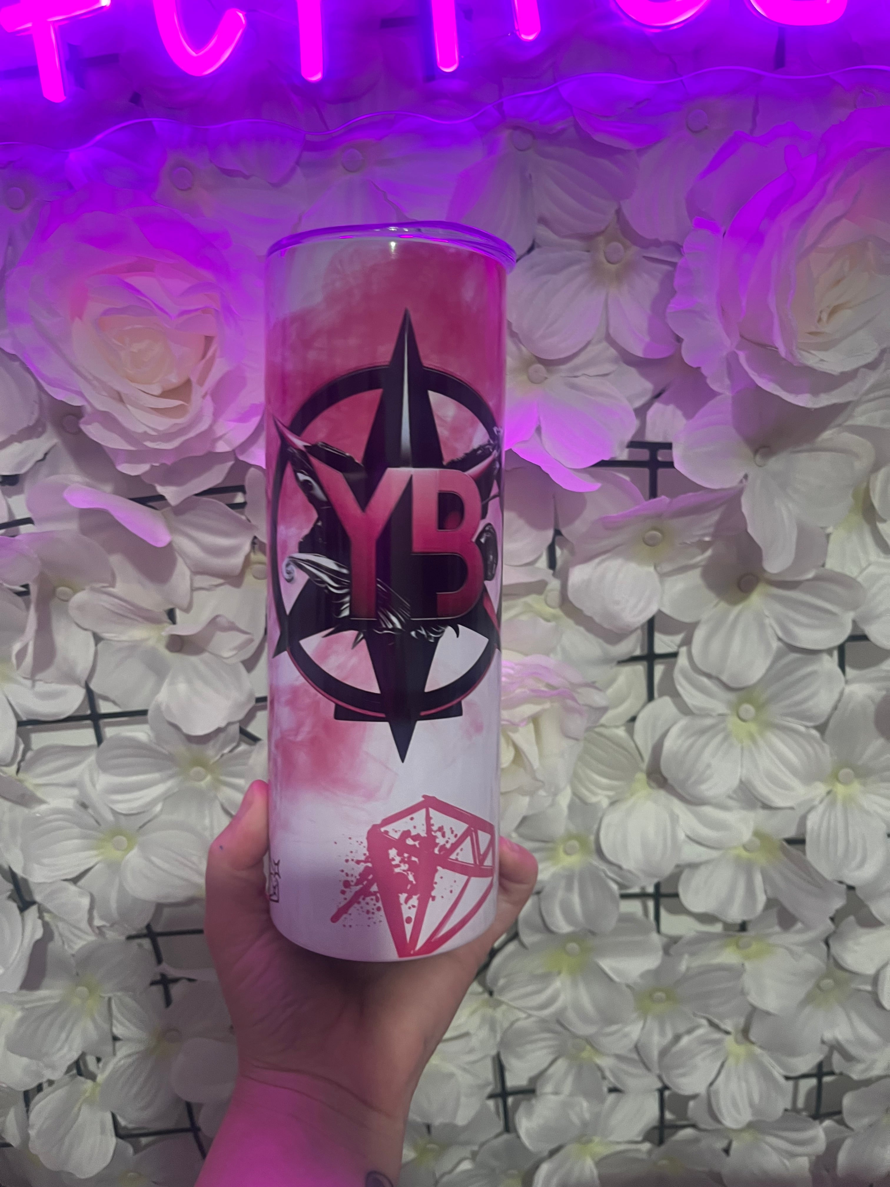 YB pink logo Tumbler